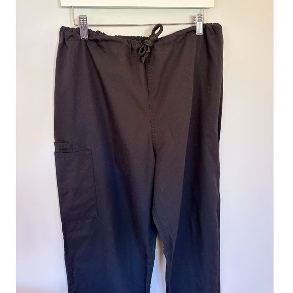 Men's Cherokee Black Scrub or Work Pants with Drawstring Waist - Picture 2 of 9